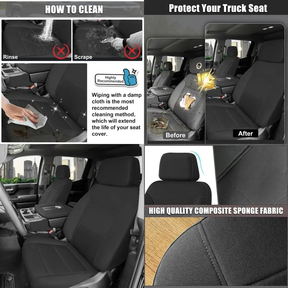 

Чехлы на передние сиденья, замена на Chevy Silverado 1500 и GMC Sierra 1500 2019-2025, трикотажная композитная мягкая пенопластовая подкладка Airm