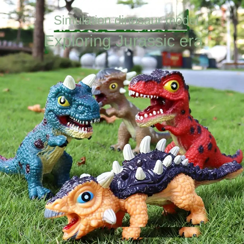 

Soft Rubber Dinosaur Model Toy Tyrannosaurus Squeeze Squeeze Sound Dinosaur Early Educational Cute Triceratops Model Toys