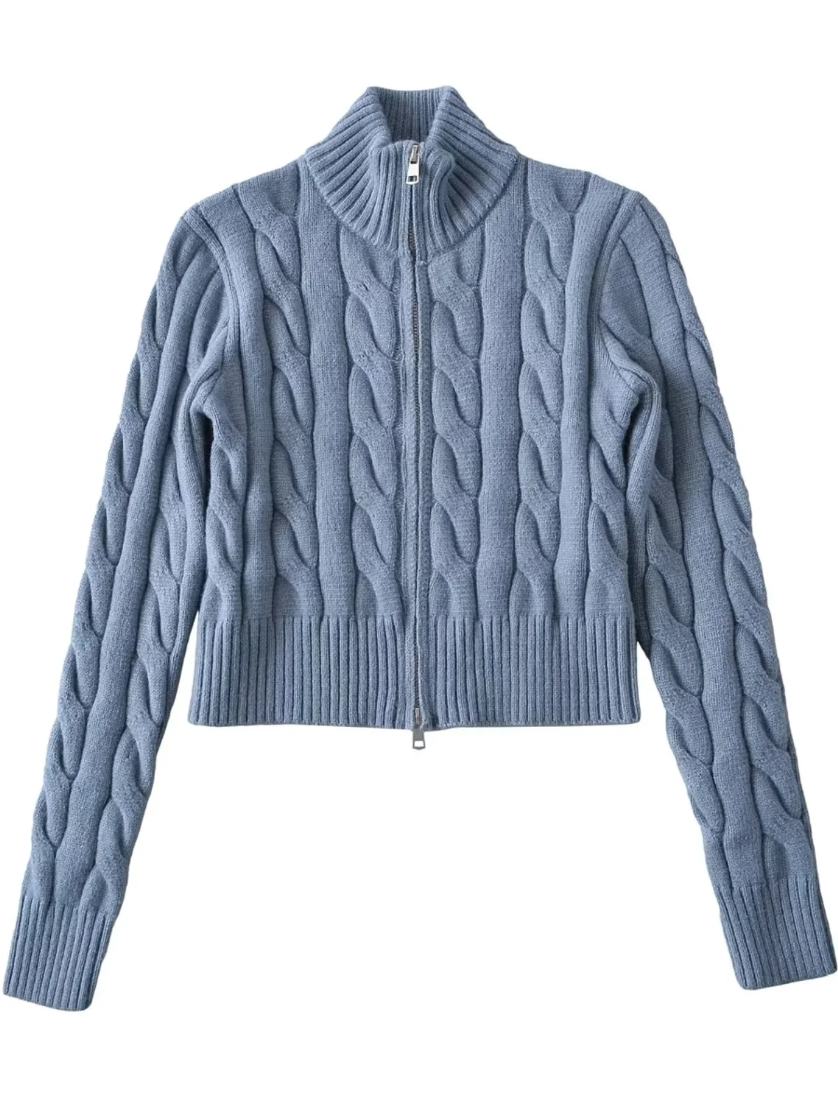 

Шикарный вязаный свитер с поворотным дизайном, женский зимний вязаный открытый кардиган с маленьким воротником и кружевом, пальто для поездок на работу, однотонный длинный...