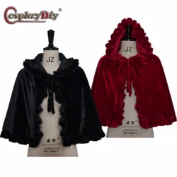 Cosplaydiy Victorian Dickens Steampunk Costume Cloak Victorian Gothic Medieval Lolita Steampunk Collar Capelet Women Short Cape