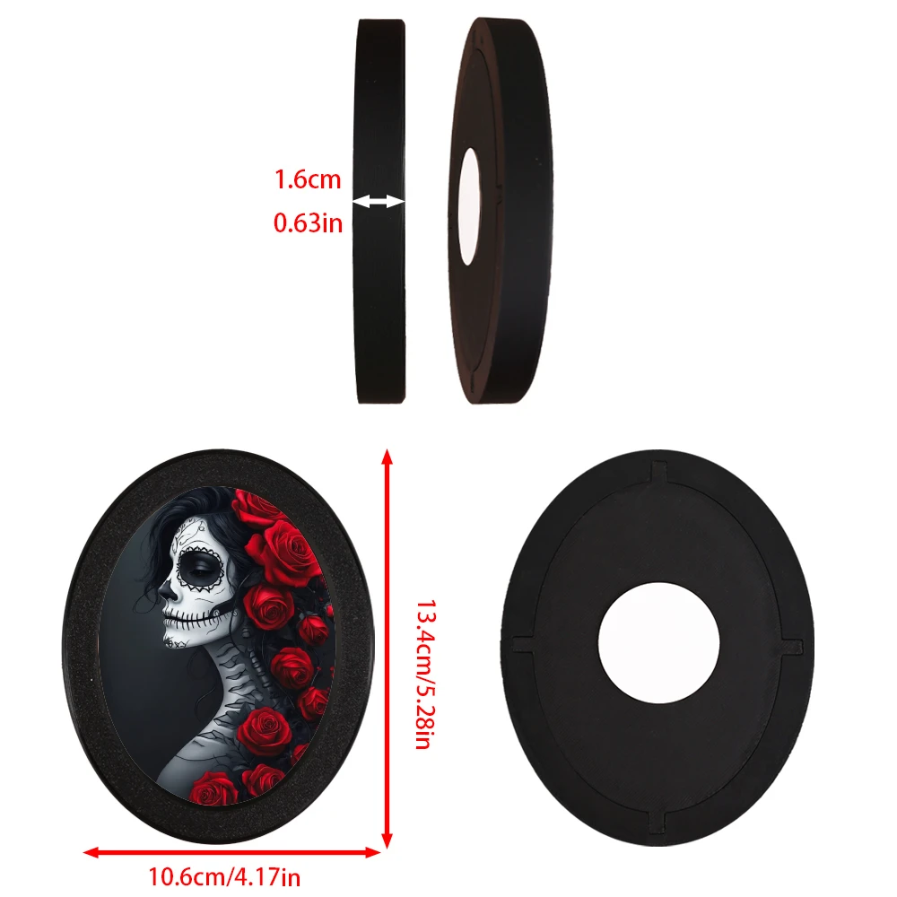 1 Piece Dark - style Oval Decorative Ornament, Featuring Elements of Woman with Skull Makeup & Red Roses, Suits Gothic - style S