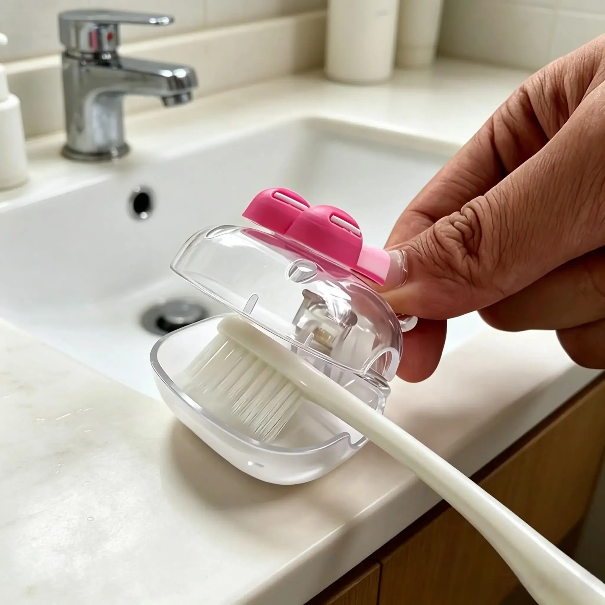 Cute Toothbrush Head Covers Travel Toothbrush Protector Cap Brush Pod Case Protective Plastic Clip for Household Travel, Camping