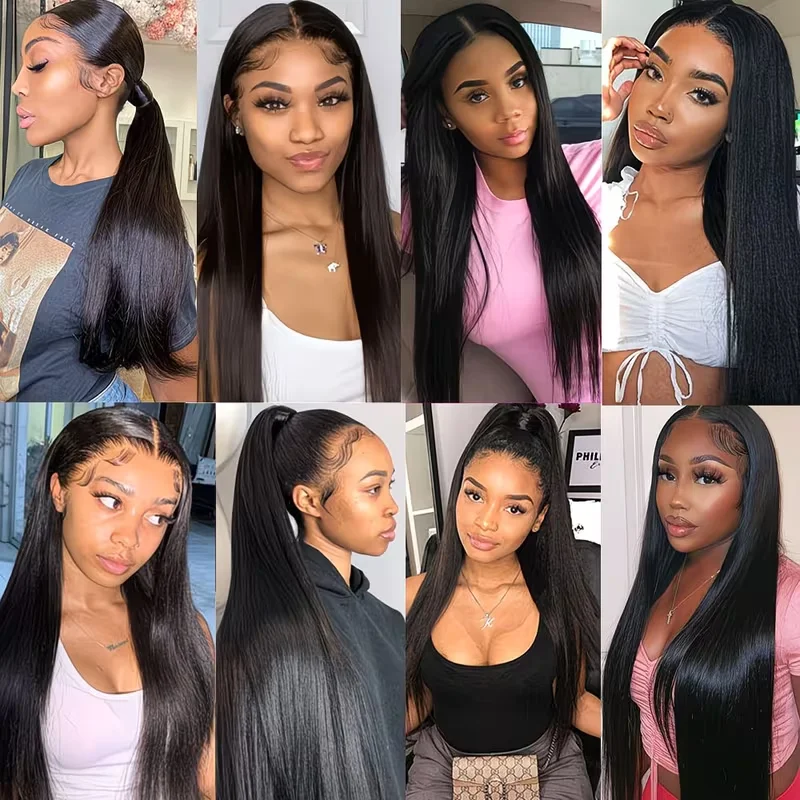 Natural Black Straight Lace Front Human Hair Wigs 7x6 Glueless HD Lace 13x4 13x6 Bone Straight 200 Density Natural Hairline Wigs view 6