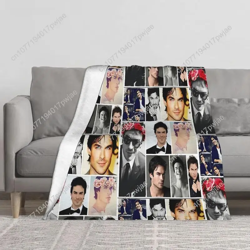

Ian Somerhalder collageThrow Blanket Soft Flannel All-Season Blanket for Bed Sofa Camping Christmas Birthday Custom blankets
