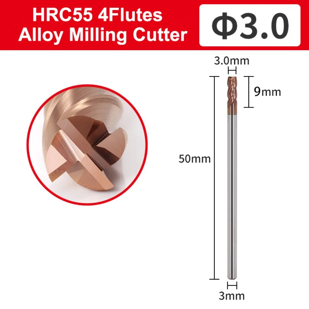 

New HRC55 End Mill Carbide 4Flutes Alloy Carbide Milling CNC Cutting Tools