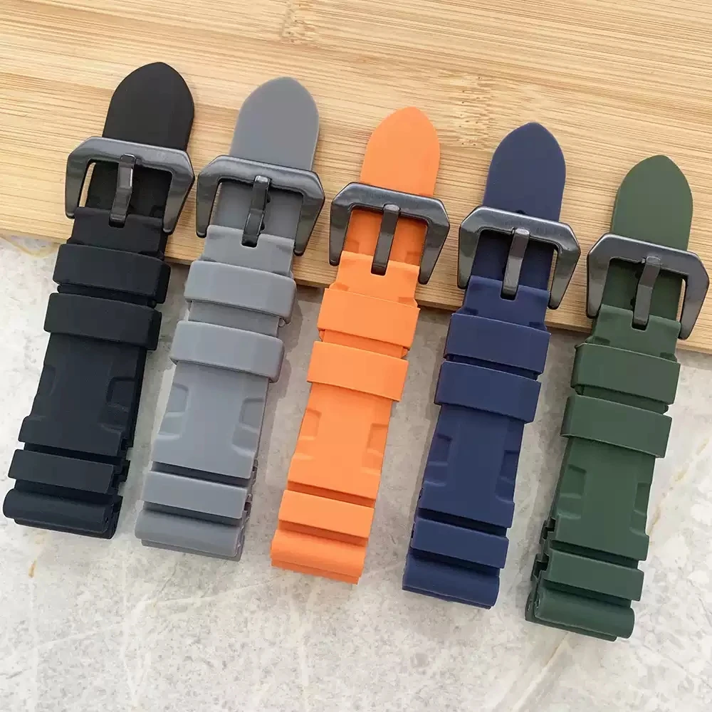 

Soft Silicone Rubber Watch Band For Panerai SUBMERSIBLE PAM 441 359 Series 22MM 24MM Men Watch Strap Orange Watch Accessories
