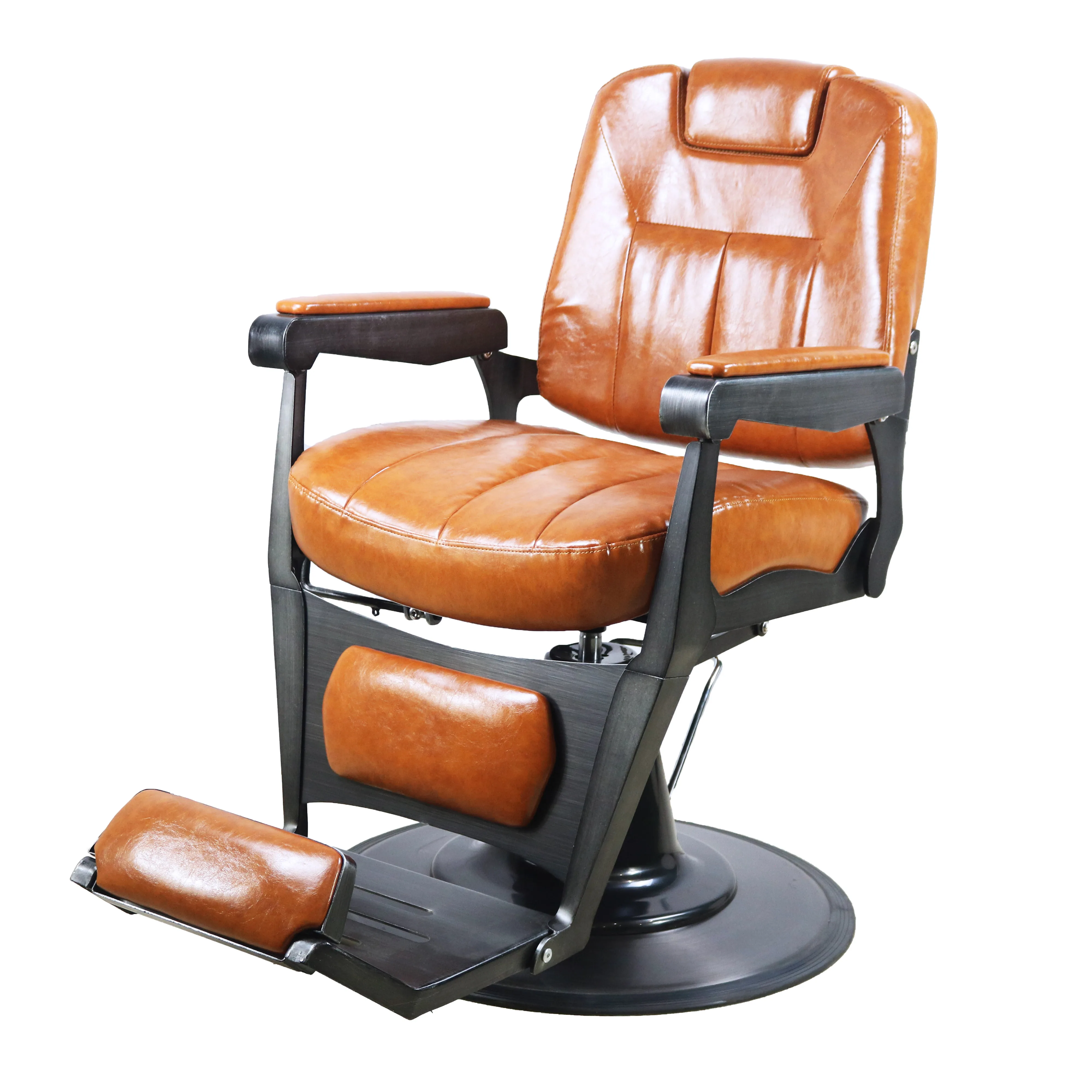 

Парикмахерское кресло Silla Reclining с гидравлическим насосом, черное, кожаное, металлическое, деревянное, для салонов красоты и барбершопов