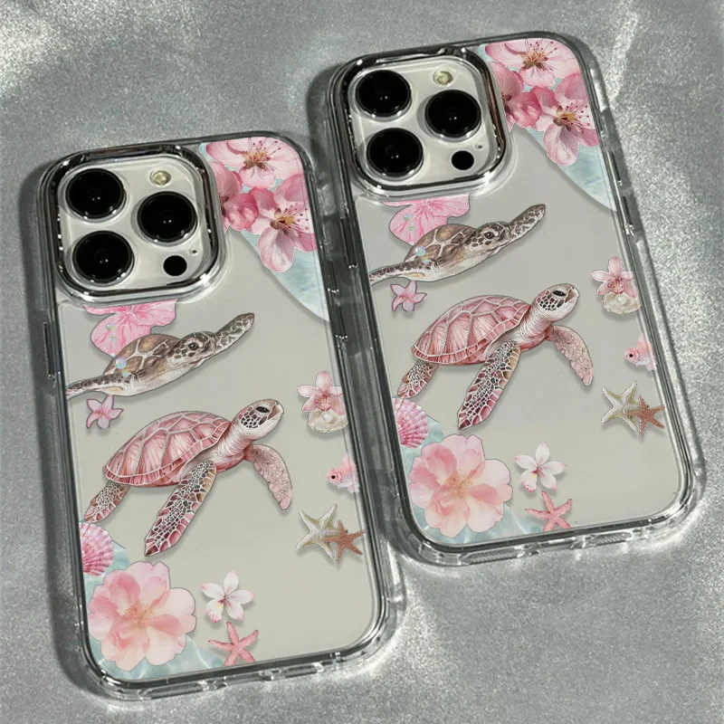 Anti-fall Korean Turtle Flower Phone Case For Samsung Galaxy S25 S24 S26 Plus Ultra A37 A56 A36 A57 A07 A17 A26 Silicone Cover