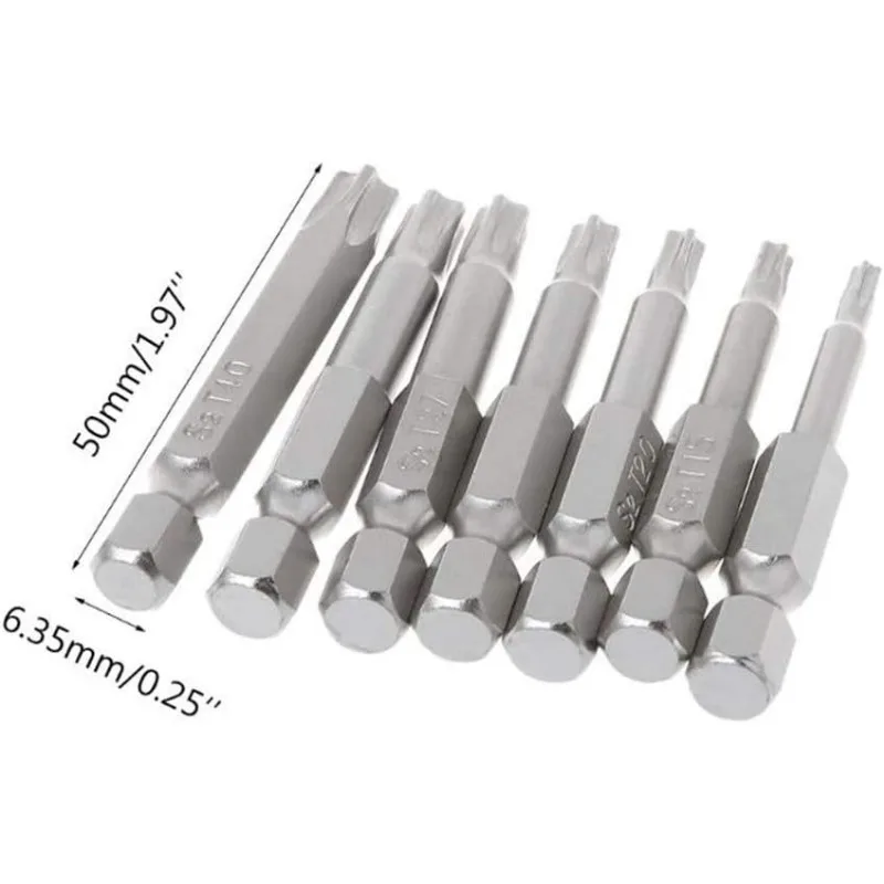 7 Pcs Set S2 Magnetic Star Screwdriver Bits 50mm Length 1/4
