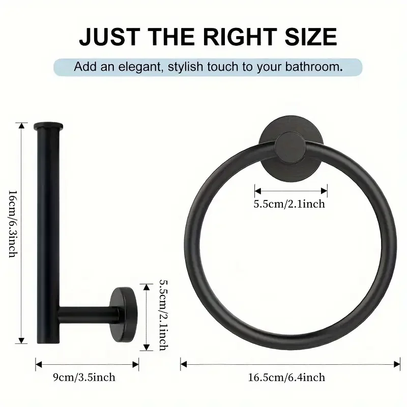 

Includes Towel Holder And Toilet Paper Holder-Saving Design 2Pcs Bathroom Hardware SetStainless Steel Bathroom Accessories Set