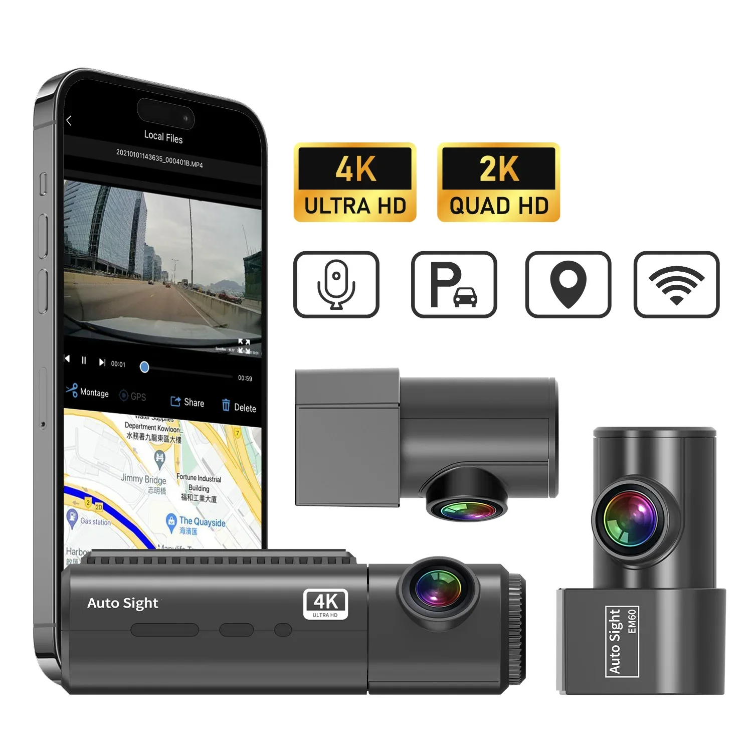 2025 4K AutoSight Security Net Monitor Starvis 2 Super Night Vision Car Front Rear Dash Cam Telecamera di sicurezza per telefoni Controllo APP