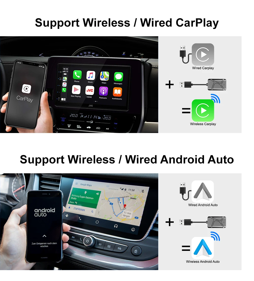 IHeylinkit Kabelloser CarPlay Android Auto Adapter 2-in-1 Smart Mini Box Plug-and-Play WiFi Schnellverbindung Universell für 98% der Automodelle – Detail 8