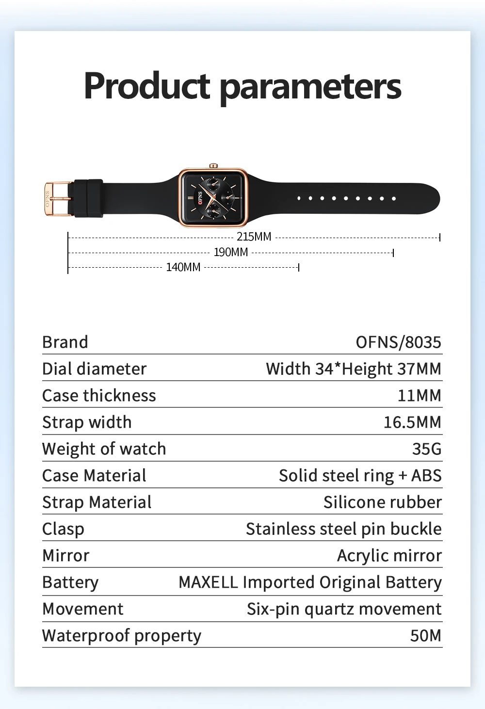 OFNS nuevo 8035 reloj de cuarzo informal para hombre multifuncional tres ojos seis agujas deportes impermeable reloj de cuarzo para hombre