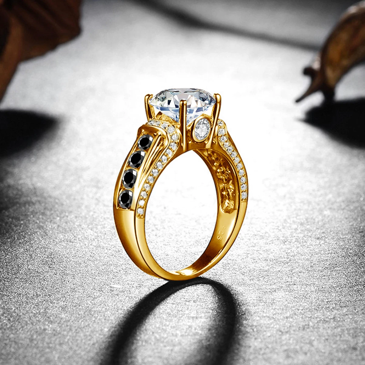 Certified D Color VVS1 2ct Moissanite Ring With Black Stone Bands Luxury Designer High Quality Jewelry For Women Wedding Gift - Image 3