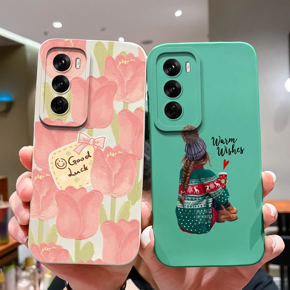 case For Oppo Reno12 Pro 5G Prevalent Sweet Girls Leopard Print Pattern Shockproof Cover For OppoReno12 12 Pro 5G Silicone Funda