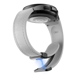 20mm Leather+silicone Strap for Samsung Galaxy Watch 7 6 44mm 40mm 5 Pro NO GAPS Bracelet Galaxy Watch 6 4 Classic 47mm 46mm