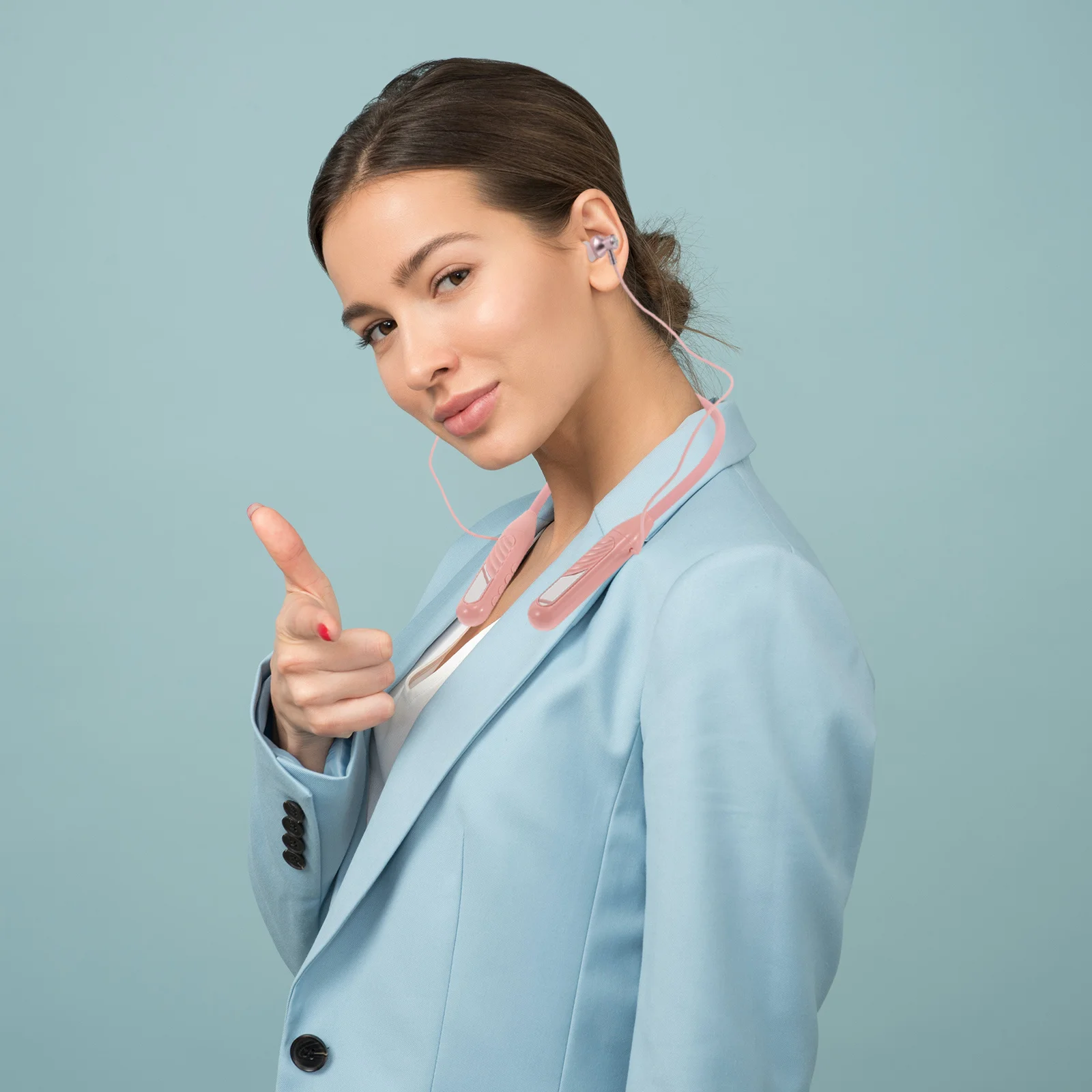 

Wireless Neckband Earphones Card Slot Digital Display Lightweight Long Life Sports Wireless Gaming Headphones