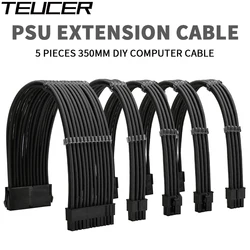 TEUCER 350mm PSU Extension Cable Kit Motherboard ATX 24Pin GPU PCI-E 6+2Pin 8Pin CPU EPS 4+4Pin 18AWG Power Cord