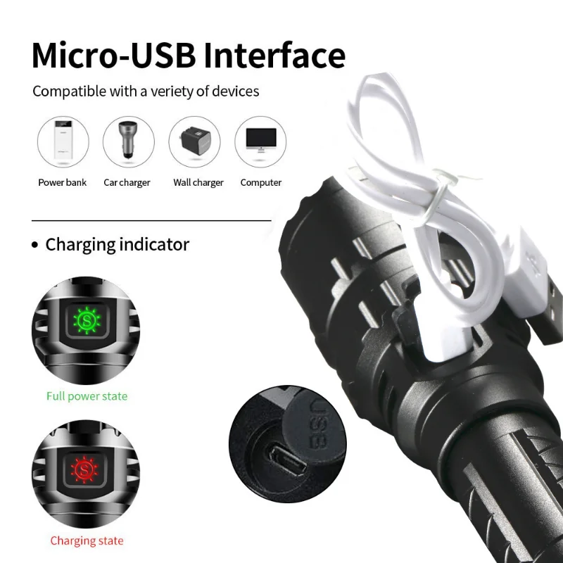 Picture 4: 65000Lums Professional LED Flashlight for Hunting Tactical Scout Torch Lights L2 USB Rechargeable LED Waterproof Fishlights