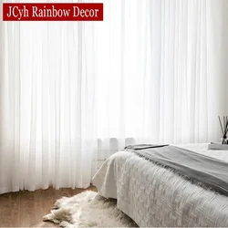 거실 창을위한 흰색 깎아 지른 커튼 투명 Voile Tulle 커튼 Cortinas 웨딩 커튼 홈 장식 Voilage Firanka