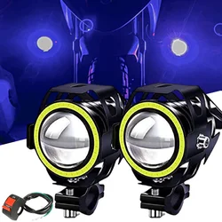 Additional Light For Motorcycle Headlight LED Spotlight Lenses High/Low/Flasher Auxiliary Long Range Front Angel Eyes Fog Lights