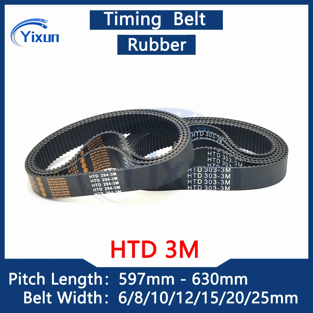 

HTD 3M Close Loop Timing Belt Length 597 600 603 606 609 612 615 618 621 624 627 630mm Width 6/8/10/12/15/20/25mm 3M Drive Belt