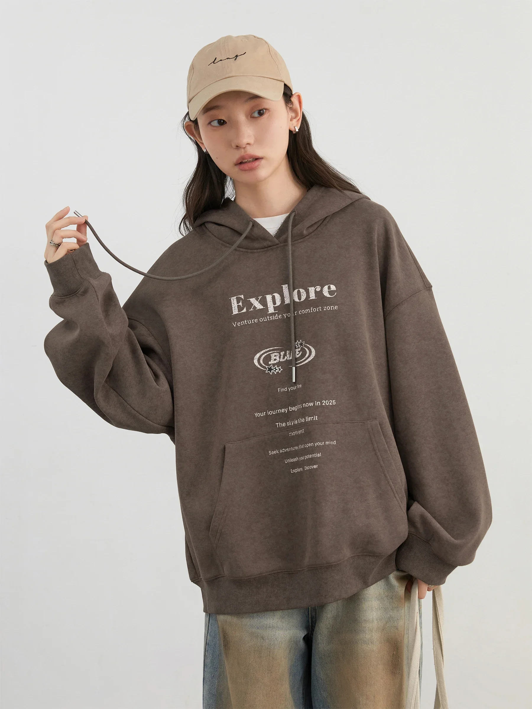 CHIC VEN Vrouwen Sweatshirts Losse Casual Sport Nieuwe Vintage Gedrukt Hoodie Pluche Vrouwelijke Top Trui Herfst Winter 2024