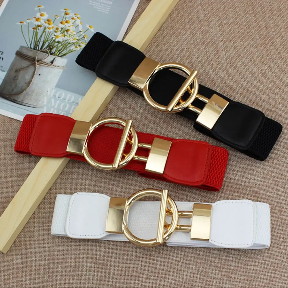 

Simple Gold All Match Dress Decor Elastic Clothes Elastic Belts Waistband Waist Belts Cummerbunds