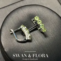 Vintage Natural Peridot Hoop Earrings Simple Classic Round Circle Gemstone Jewelry Handmade Fine Gift