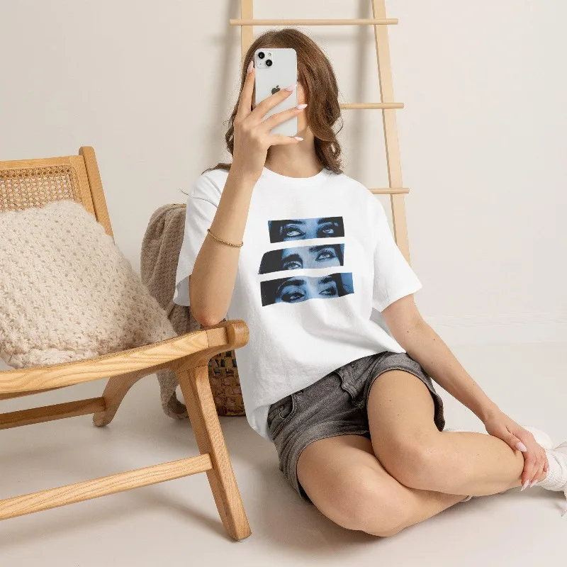 American singer blue eye T-shirt, Y2K pattern T-shirt retro women's T-shirt suitable for all seasons unisex retro casual T-shirt