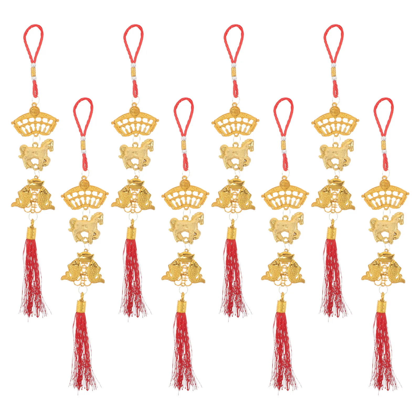 

8Pcs Horse Year Hanging Ornaments Chinese New Year Decorations Lucky Pendants Abacus Fish Home Office Car Trees