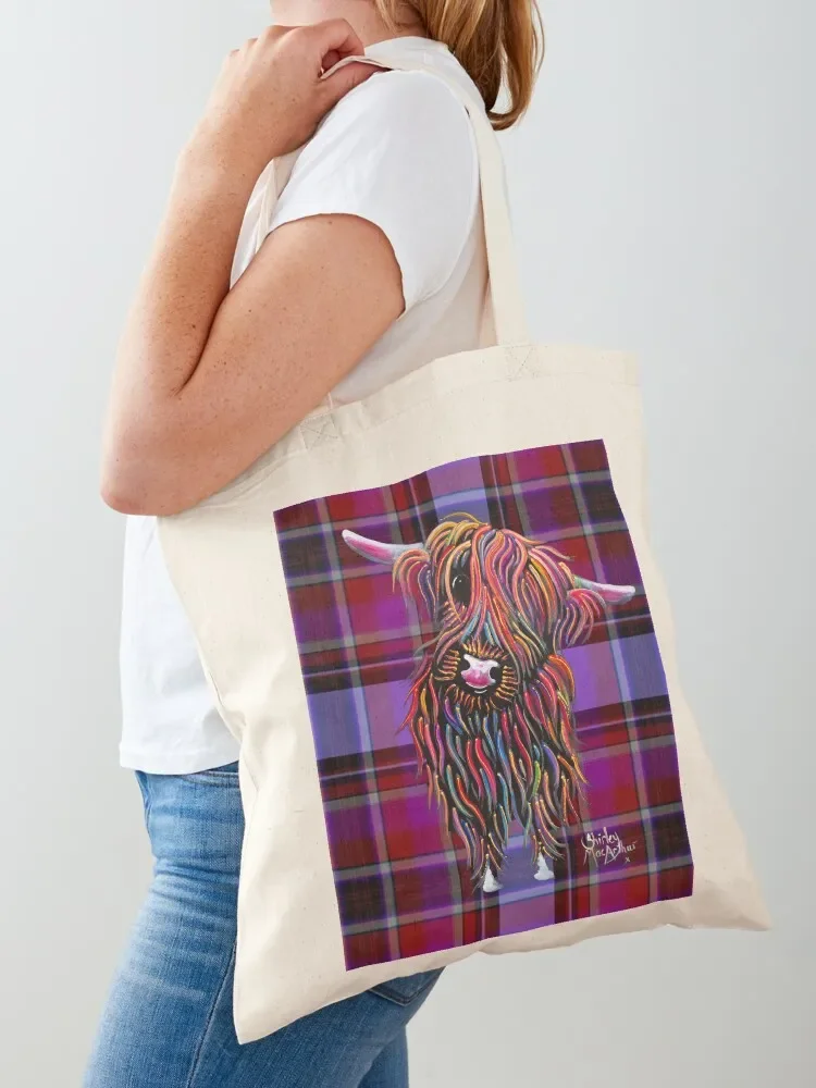 SCoTTiSH HiGHLaND CoW ' TaRTaN BoLLY P ' BY SHiRLeY MacARTHuR Tote Bag woman shopping bag Lady bag