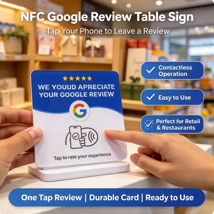 Google Review NFC Card NFC Tap Review Sign Google Review Sticker Business Feedback NFC Card Waterproof Sticker Easy Setup