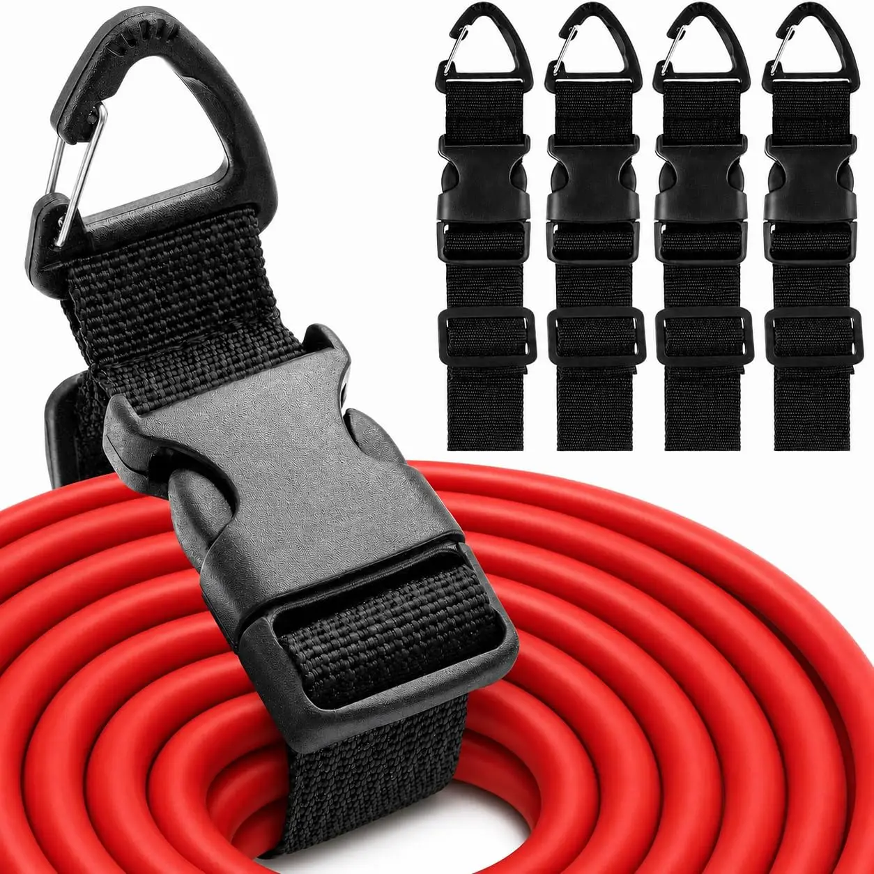 45cm Black Adjustable Extension Cord Organizer with 3-Axis Buckle - Heavy-Duty Storage Strap for Workshop & Garage Organization