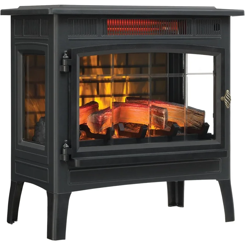 duraflame Freestanding Electric Fireplace Stove Heater with 3D Flame Effect for 1,000 Sq. Ft. Room, Black