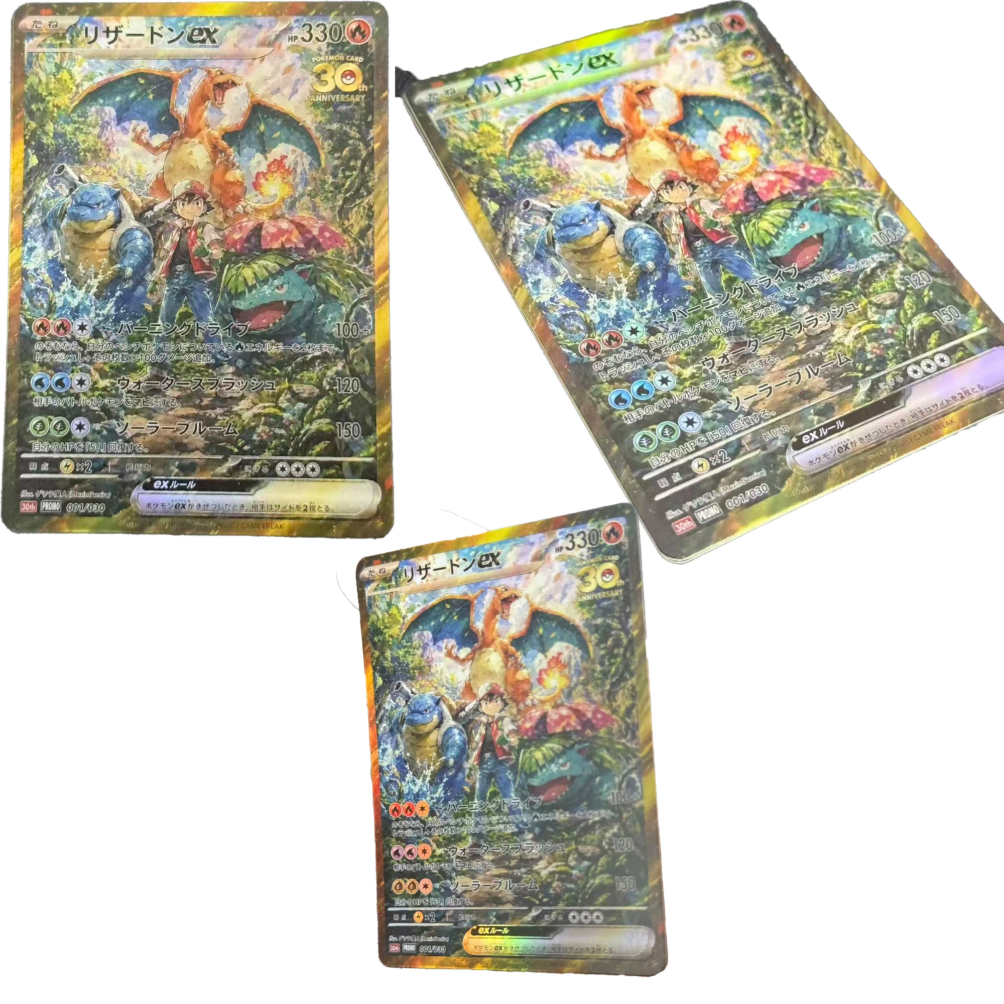 DIY Self Control Pokemon Ptcg 30th Ash Ketchum Charizard Venusaur Collect Signature Trading Card Anime Cartoon Gift