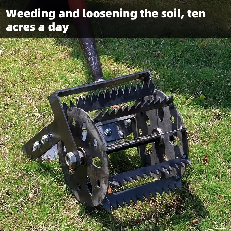 Wheeled push hoe, hand push weeding tool, hand push trencher, agricultural harrow, cultivated land weeding pine