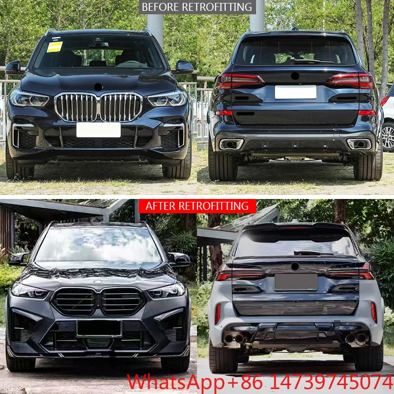 2019-2022 X5 G05 Bolt-On Body Kit Front Rear Bumper With Fog Light Non-Destructive Exterior Upgrade PartsOld To New Facelift Bod