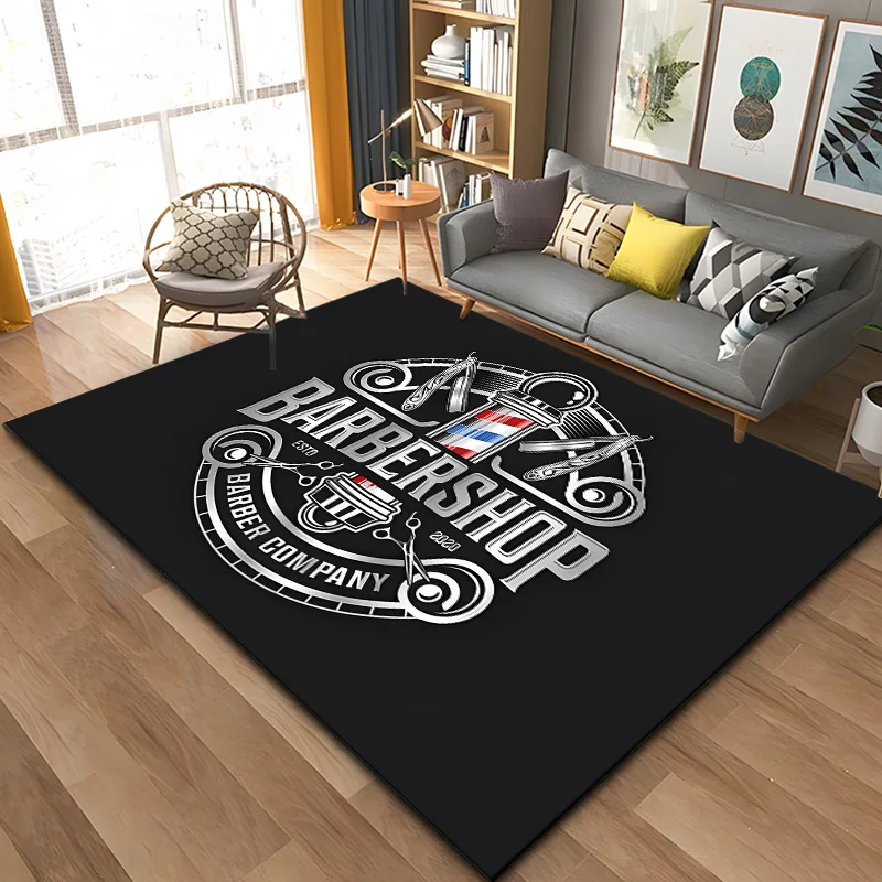 Barber shop retro signage Area Rug Large Carpet Kitchen Bathroom Bedside Play Anti-slip Floor Mats Rug for Living Room Bedroom