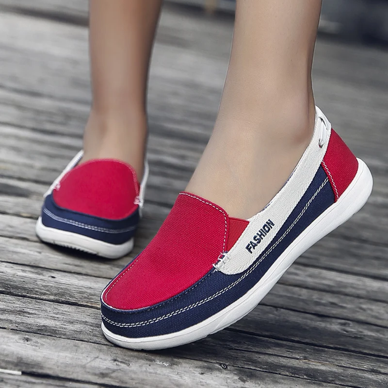 أحذية رياضية كاجوال نسائية بألوان مختلطة، أحذية قماشية مريحة سهلة الارتداء بنعل ناعم، أحذية كسولة للسيدات #2