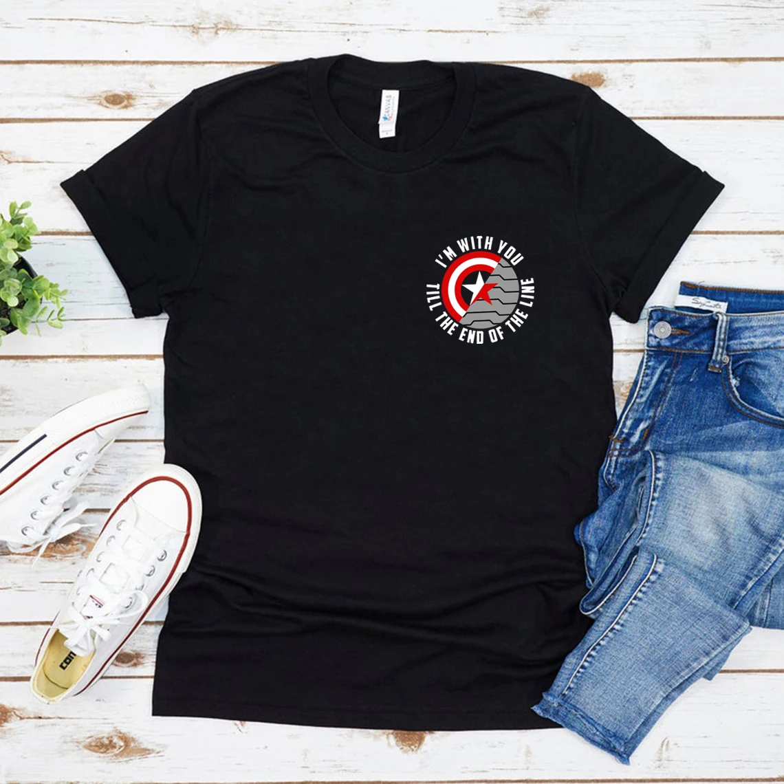 Winter Soldier Shirt with Saying I'm with You Till The End of The Line T-shirt Bucky Barnes T Shirt Women Graphic Tee Top Female