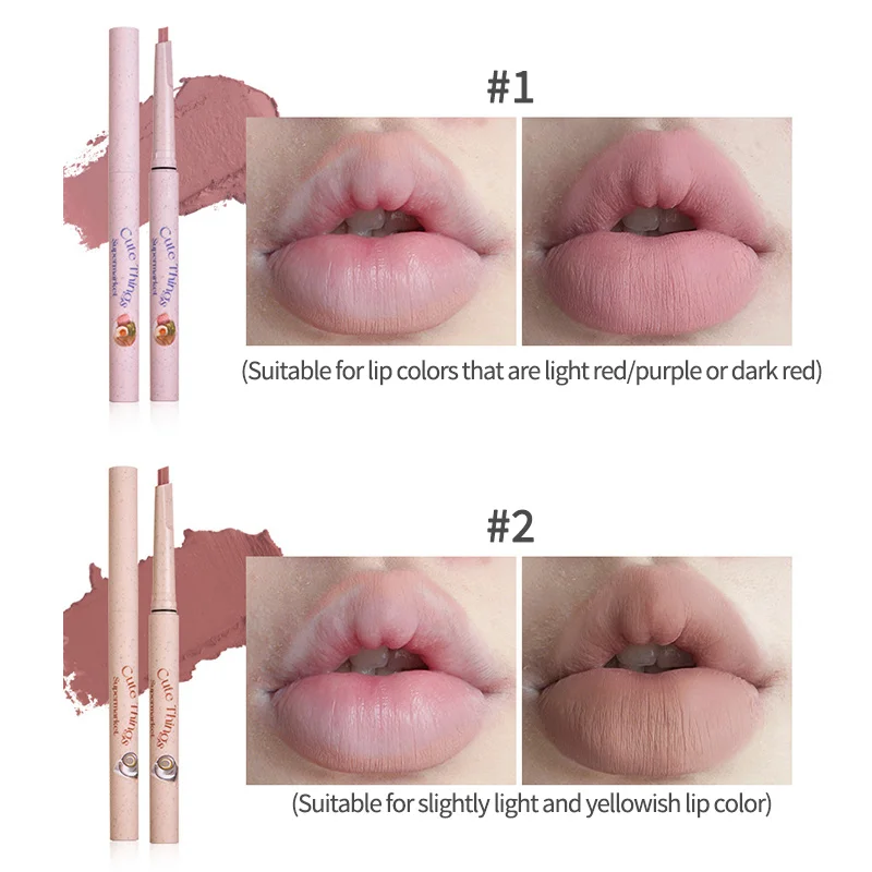 Lip Liner Outline ลิปสติกปากกาดินสอกันน้ํา Lasting Soft Fog Lipliner Outlines รูปร่างริมฝีปาก Not Take Off แต่งหน้า Nude สีชมพู