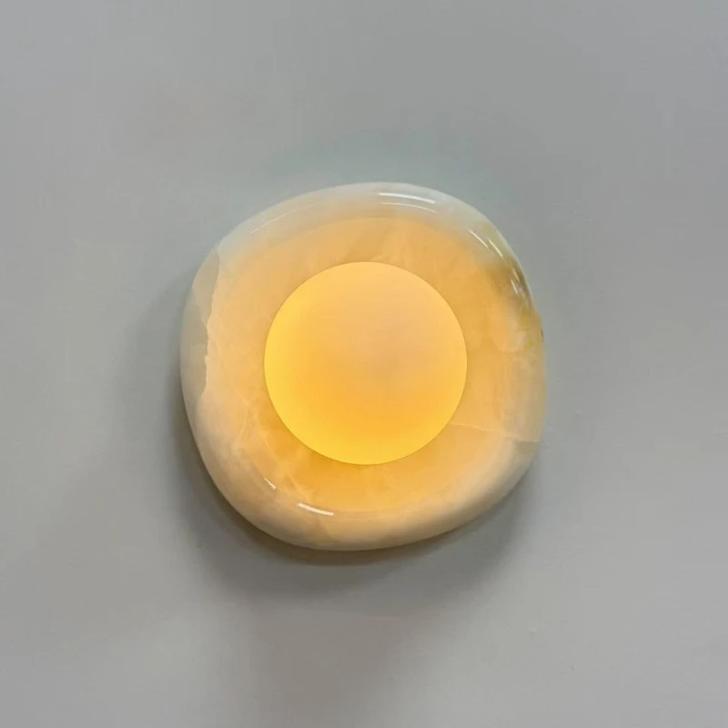Nordic Minimalist Natural Jade Square Wall Lamp Designer Wall Sconce Homestay Hotel Bedroom Bedside