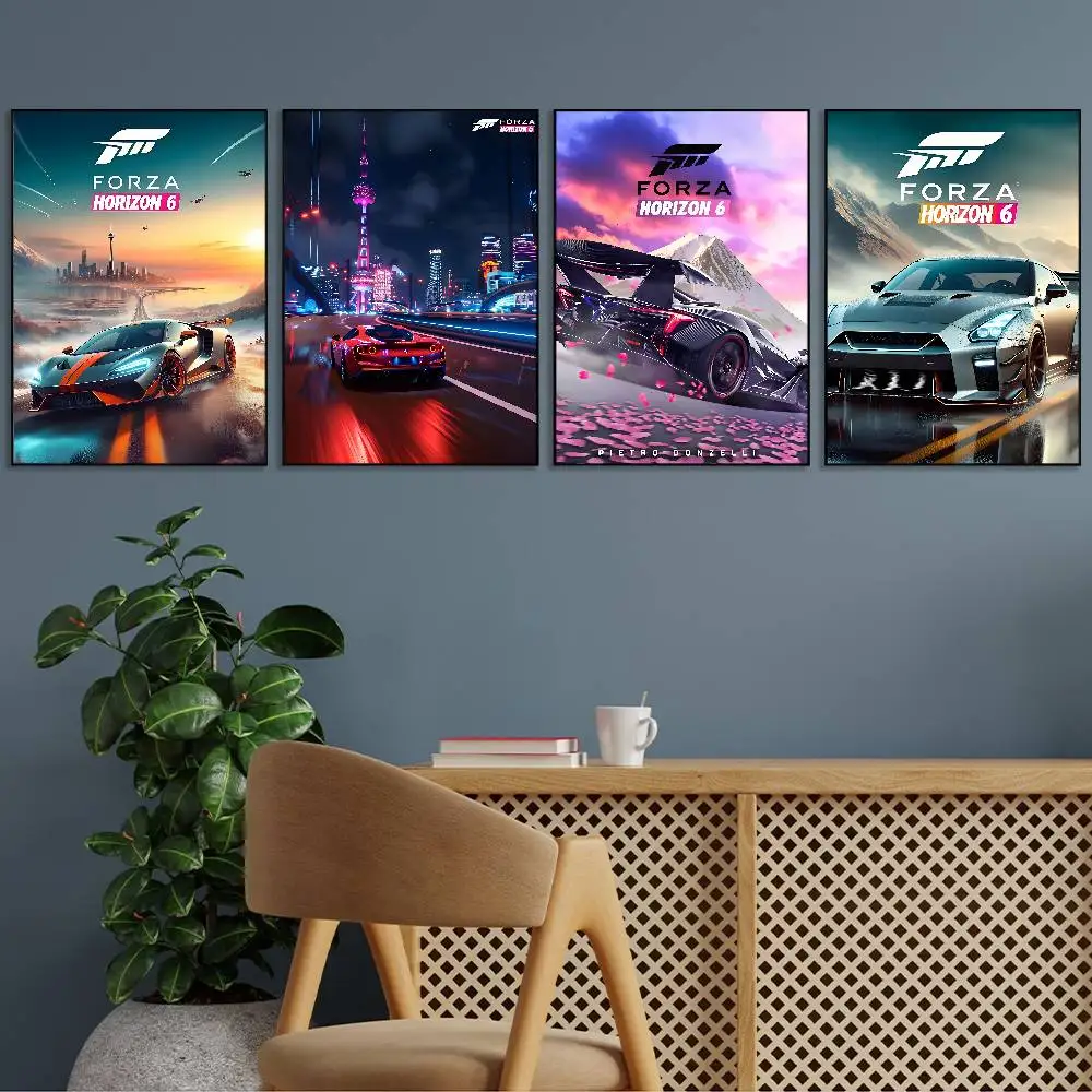 ألعاب السباق F-Forza H-Horizon 6 ملصق معرض يطبع ذاتية اللصق ديكور المنزل الديكور صور مطبوعة للحوائط ملصق غرفة المعيشة