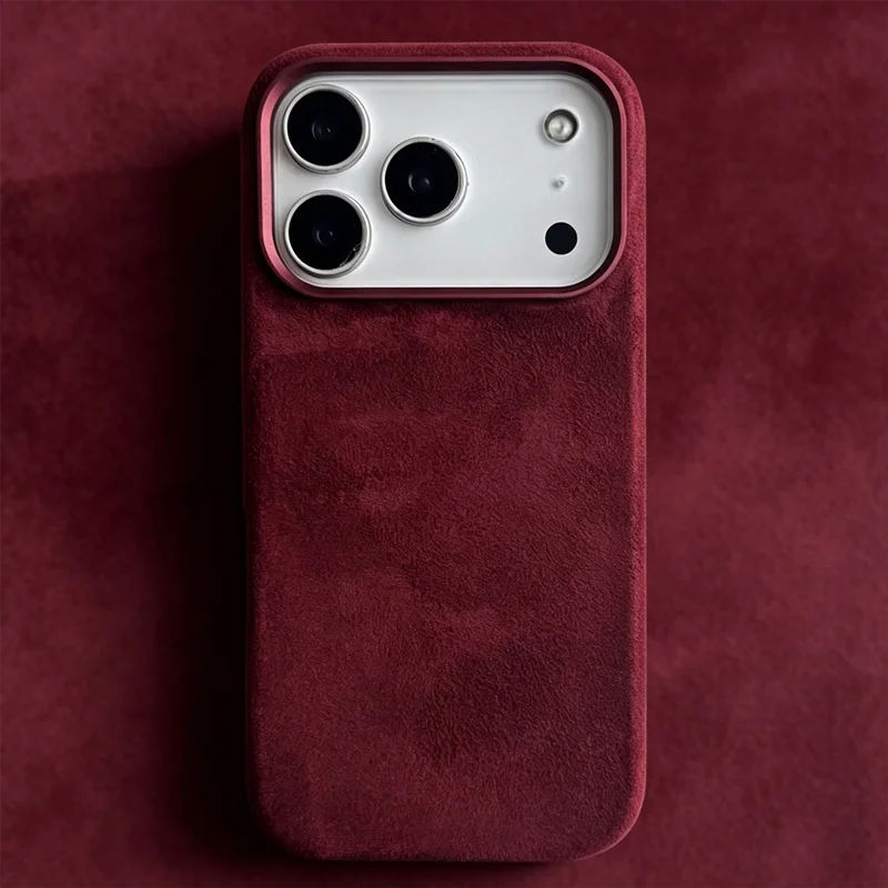 Magnetyczne etui do ładowania MagSafe dla iPhone 17 18 Pro Max 12 13 14 15 16 Air, importowane, zamszowe, skórzane, z metalowymi przyciskami — zdjęcie produktu 2