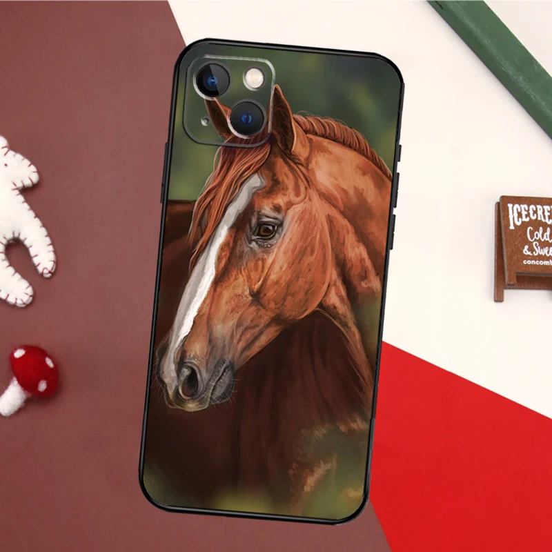 Horse Pony Painted Phone Case For iPhone 16 15 14 13 12 11 Pro Max XS X XR 7 8 14 16 15 Plus Cover Coque