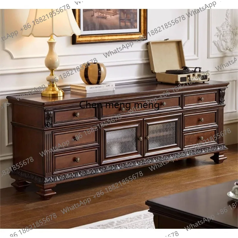 

Массив дерева, шкаф для телевизора, комбинированная вилла, гостиная, элитная, ретро, резной, напольный шкаф