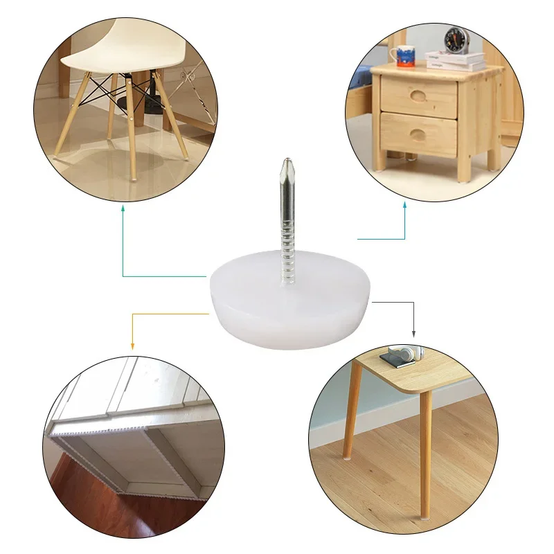 10Pcs Furniture Feet Glide Nail Screw-in Round Chair Table Leg Protector Plastic