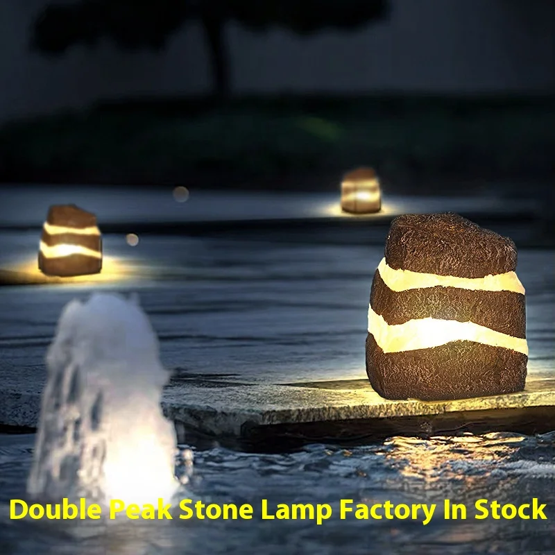 Outdoor LED Simulation Stone Lamp Waterproof Bimodal Night Landscape Lawn Light for Villa Park Villas Solar AC Power Options