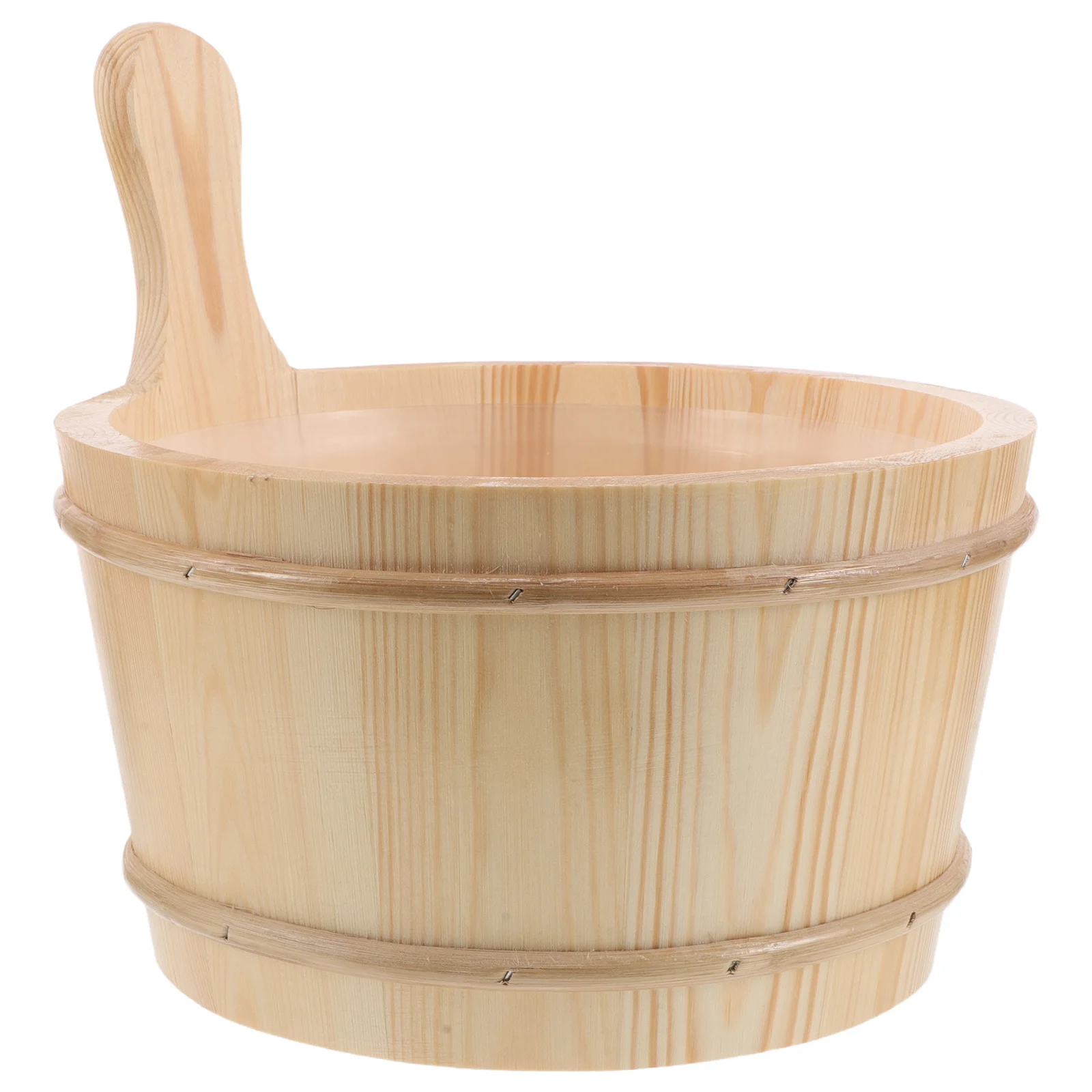 

1Set Sauna Bucket and Ladle Wooden Barrel 4L Inner Liner Spa Accessory Foot Soak Basin Water Ladle Sauna Supplies